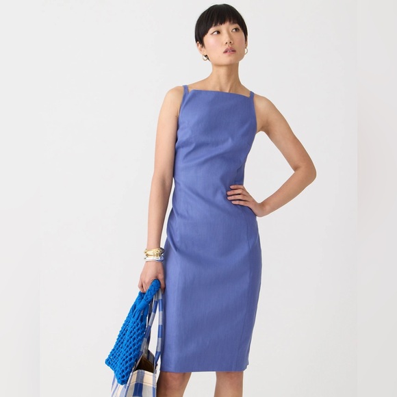 J.Crew High-neck sheath dress in stretch linen blend - Picture 4 of 7